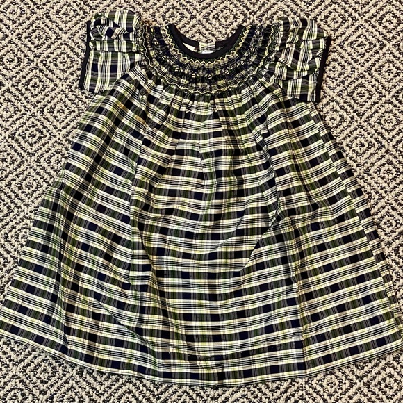 🎉 GUC! 🎉 Vive La Fete 12M Silk Plaid Short-Sleeve Dress - Picture 1 of 7